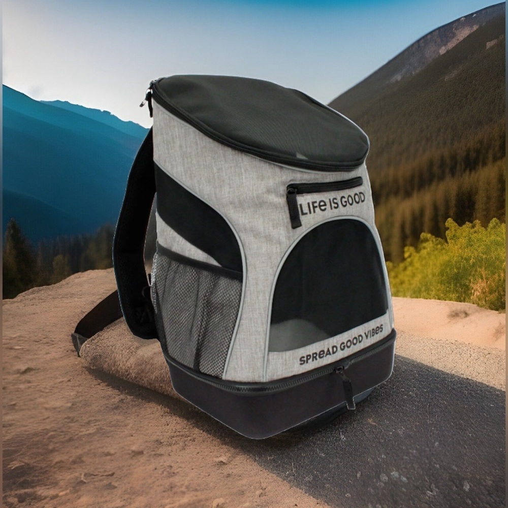 Life is Good Backpack Pet Carrier Heather Grey 11.5" L x 9" W x 17" New in box